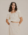 Blusa Cropped Manga Abullonada,CRUDO